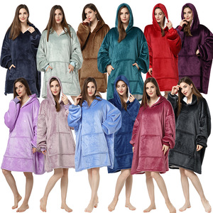 Hot Sales Good Quality Flannel Fleece <strong>Hoodie</strong> <strong>Blanket</strong> Comfy Lazy <strong>Blanket</strong> - Product Image 1