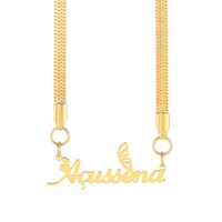 Collier personnalisé avec nom en acier inoxydable plaqué or 18 carats, chaîne serpent torsadée, bijoux sur mesure