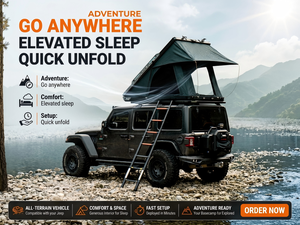 Enjoin Oxford Hard Aluminum Camouflage Roof Tent 2-4 Person 4-Season Waterproof Windproof Quick Open <b>Ladder</b> for SUV 4x4 - Product Image 1