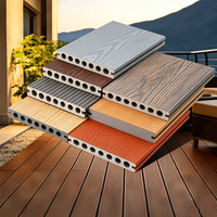 Planches de terrasse WPC à co-extrusion simple face, écologiques, à faible teneur en carbone, pour extérieur, avec système d'assemblage, grain de bois, design moderne
