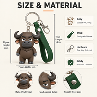 Gantungan Kunci Hewan Bison Kecil yang Lucu: Produsen Kreatif DIY Grosir Kustom Gantungan Kunci Karet PVC Lembut