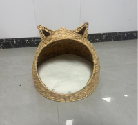 Maison pour chat en rotin tressé à la main, pliable, en jonc de mer, avec tapis de couchage pour salon et chambre à coucher