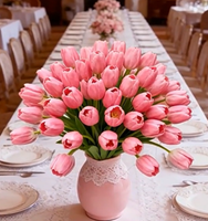 Bunga Tulip PU Real Touch Tangkai Tunggal, Tulip Artifisial Gaya Nordik untuk Dekorasi Ruang Tamu Rumah, Grosir Tanaman Hias Palsu