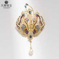 Broche vintage TIANSHE haut de gamme avec pompon phénix, cadeaux de fête pour femmes, mode, luxe, broche animale, vente en gros