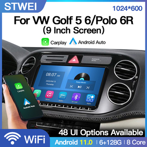 STWEI 9\" Autoradio Android 14 con Carplay, Lettore Multimediale Video, Navigazione GPS per Volkswagen VW <span class=keywords><strong>Golf</strong></span> <span class=keywords><strong>5</strong></span> 6 Polo 6R, Unità di Testa <span class=keywords><strong>Auto</strong></span> - Product Image 2
