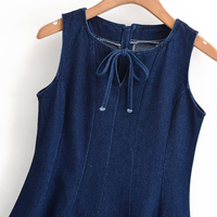 PB&ZA Femme 2026 Nouvelle Collection Été Mini Robe en Jean Vintage Sans Manches Décontractée Unie Robes Femme Vestidos Robe Mujer