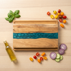 ไม้สับบล็อกสี่เหลี่ยมที่มีคุณสมบัติกันลื่นที่ฝังเรซินสีน้ำเงิน - Product Image 2