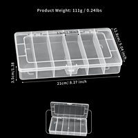 Boîte de rangement pliable en plastique PP transparente à 6 compartiments pour ongles/perles/bijoux/petites pièces, sans BPA
