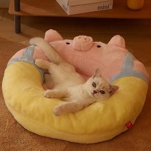 थोक चार सीज़न राउंड कैट सो रहे सोफे बिस्तर इनडोर पिल्ला और गुलाबी पालतू जानवरों के बिस्तर में - Product Image 4
