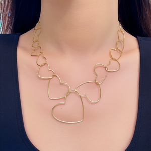 COSCH-068 Heart Shape Necklace 316L Stainless Steel PVD Gold Plating Fashion Jewelry Set - Product Image 3