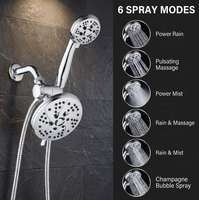 Système de douche haute pression 6+6 à 12 fonctions, double 2-en-1, avec douchette à main en ABS chromé intégral
