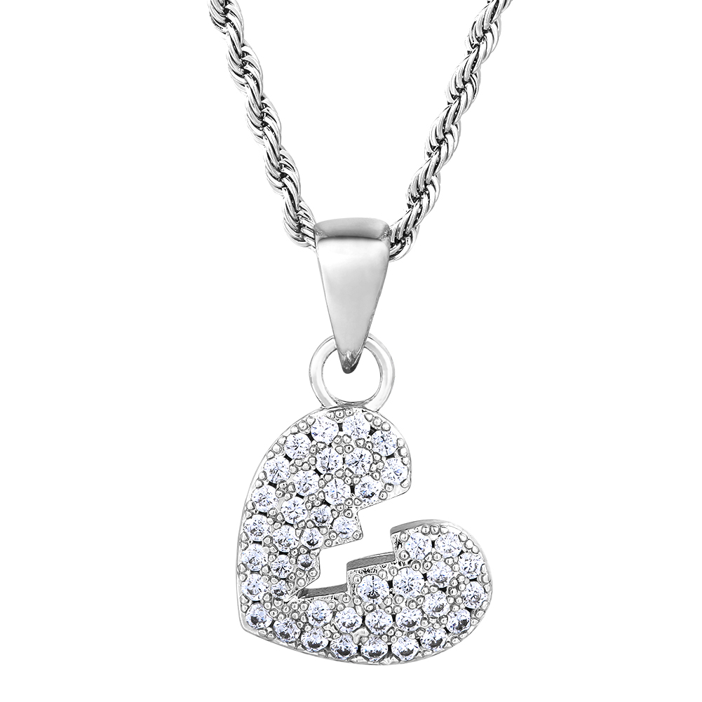 rope chain+silver broken heart