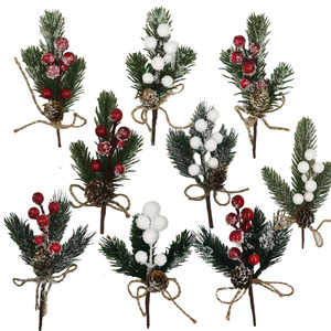 Decorazioni natalizie fatte a mano aghi di pino rami di frutta in plastica fiori secchi accessori per biglietti d'auguri decorazioni natalizie - Product Image 3