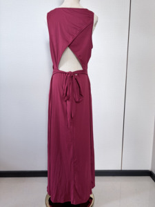 Abito Lungo Estivo da <span class=keywords><strong>Donna</strong></span>, Tinta Unita, Collo Rotondo, Senza Maniche, con Laccio Posteriore e Tasche Laterali, Elegante e Casual, Personalizzabile ODM/OEM - Product Image 4