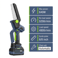 Mini tronçonneuse électrique sans fil de 6 pouces, scie à bois portable pour l'élagage des branches de jardin et la coupe de bois domestique
