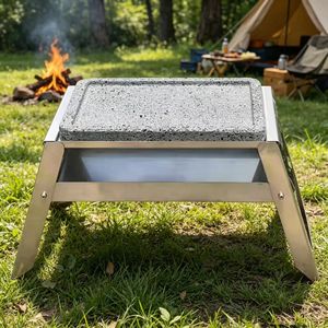 <span class=keywords><strong>Barbecue</strong></span> pliant d'extérieur au <span class=keywords><strong>charbon</strong></span> <span class=keywords><strong>de</strong></span> bois avec plaque <span class=keywords><strong>de</strong></span> cuisson en <span class=keywords><strong>pierre</strong></span> volcanique <span class=keywords><strong>pour</strong></span> camping et pique-niques - Product Image 2