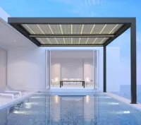 Angepasst Terrasse Pavillon Im Freien Öffnung Jalousie Dach Aluminium Wasserdichte Luxus Top Pergola mit led-leuchten