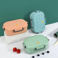 Boîte à lunch rectangulaire en plastique pour étudiants Lxm63, quatre boutons de fermeture, étanche, qualité alimentaire, facile à nettoyer, chauffable, portable, 0-1L, pour nouveau-nés