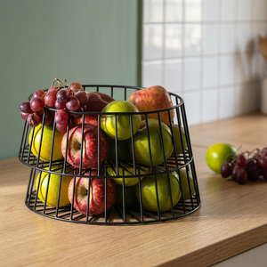 <b>Round</b> Metal Fruit <b>Basket</b> Iron <b>Storage</b> Container Minimalist Kitchen Decor Durable Welded Design - Product Image 3