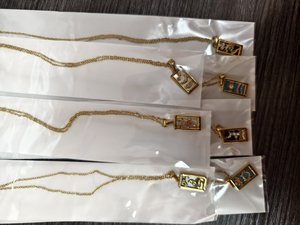 Nouveaux colliers en acier inoxydable plaqué <span class=keywords><strong>or</strong></span> 18 carats, émail coloré, pendentif vintage en zircon, collier avec carte - Product Image 4