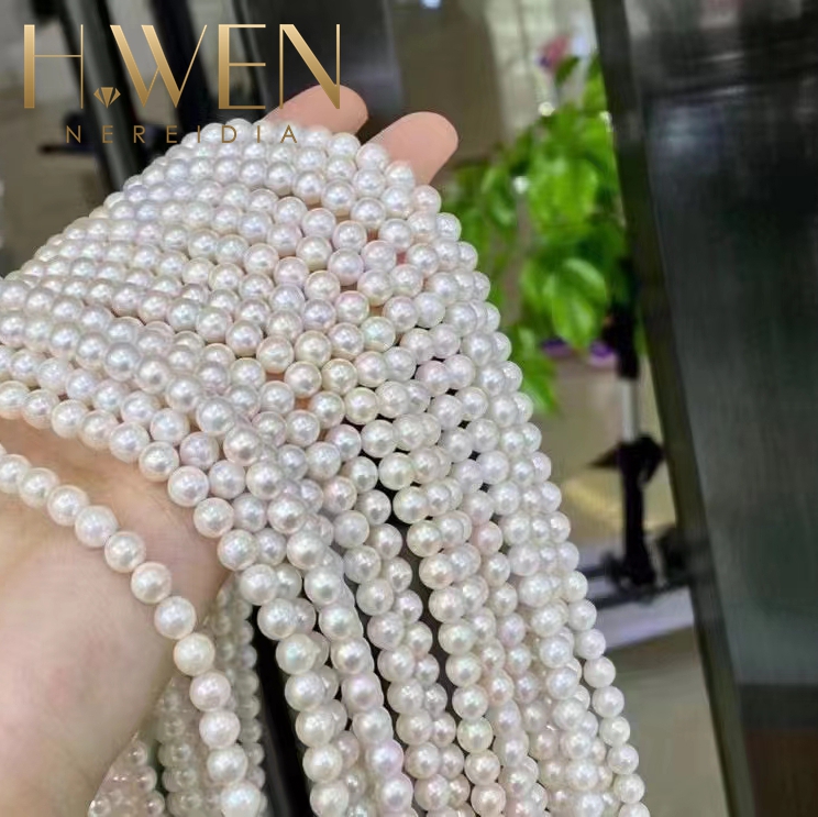 H.WEN Wholesale 1-6A High Quality Natural Freshwater Round Pearl Strand 2-12mm White Pink Purple DIY Jewelry Making Bulk Beads