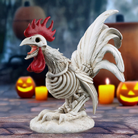 Estatua de Resina de Gallo Esqueleto de Halloween, Figura de Pollo Zombi, Decoración Gótica para Mesa del Hogar, Adorno para Fiesta de Halloween
