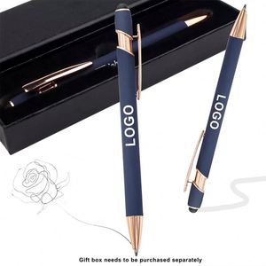 Stylo métallique de luxe personnalisé avec logo imprimé, corps en plumes, multifonction, pointe à bille douce au toucher - Product Image 1