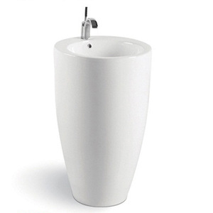 Lavabo de Pedestal de Cerámica de 16 Pulgadas con un Solo Orificio para Baño de Hotel - Product Image 3