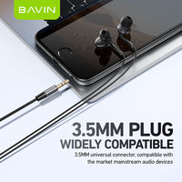 BAVIN HX879 Noir Blanc 3.5mm Type c Plug in Ear Wire Music Earphone Casque avec Microphone HD