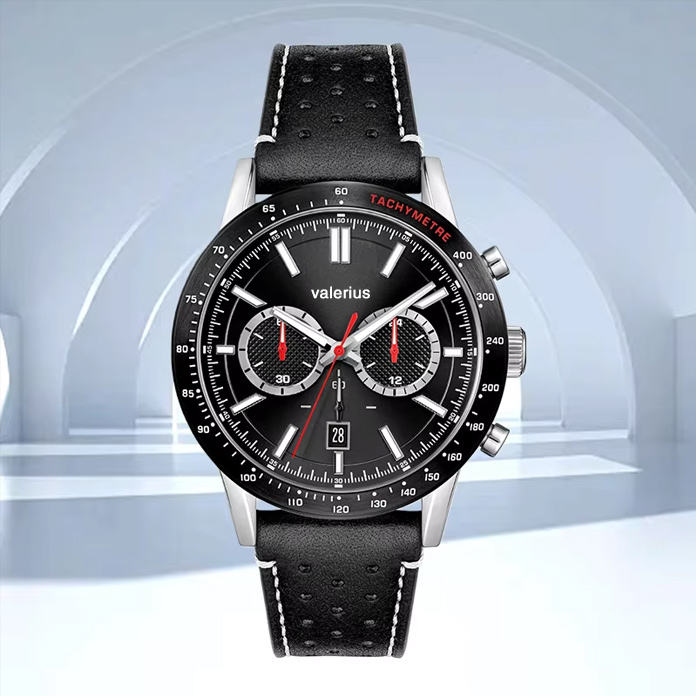 Valerius Men's Chronograph Quartz Watch 46mm Tachymeter Bezel Date ...