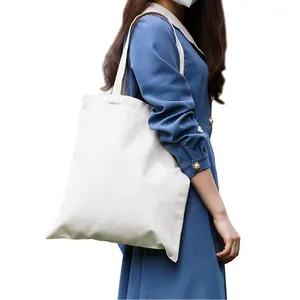 Sacos de algodão reutilizáveis para compras, sacos em tela branca lisa e branca para compras