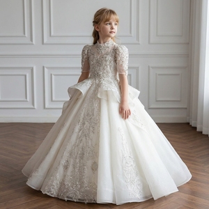Robe de bal de princesse de luxe Wn1802, longue, bouffante, ornée de perles et de dentelle, 100 % polyester, pour mariage, fête d'anniversaire, Jancemebr - Product Image 1
