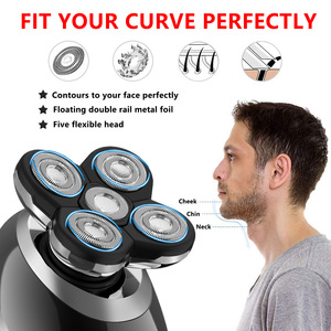 Tondeuse Électrique pour Cheveux et Poils du Corps Homme, Utilisation Humide/Sèche, <span class=keywords><strong>Rasoir</strong></span> Rotatif pour Crâne Chauve, Dos et Zones Intimes, avec Lames Rotatives, Tondeuse, Brosse et Masseur - Product Image 3