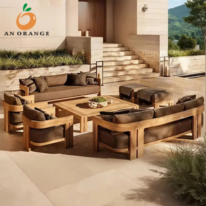 Ensemble de canapés en teck imperméable et résistant aux intempéries pour jardin, <span class=keywords><strong>terrasse</strong></span>, mobilier d'extérieur pour salon, salle à manger, hôtels, parcs, villas - Product Image 1