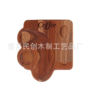 ถาดเสิร์ฟไม้ Minchuang ถาดไม้เนื้อแข็งสำหรับกาแฟ ชา ขนม จานอเนกประสงค์สำหรับครัว ใช้ในบ้าน - Product Image 4