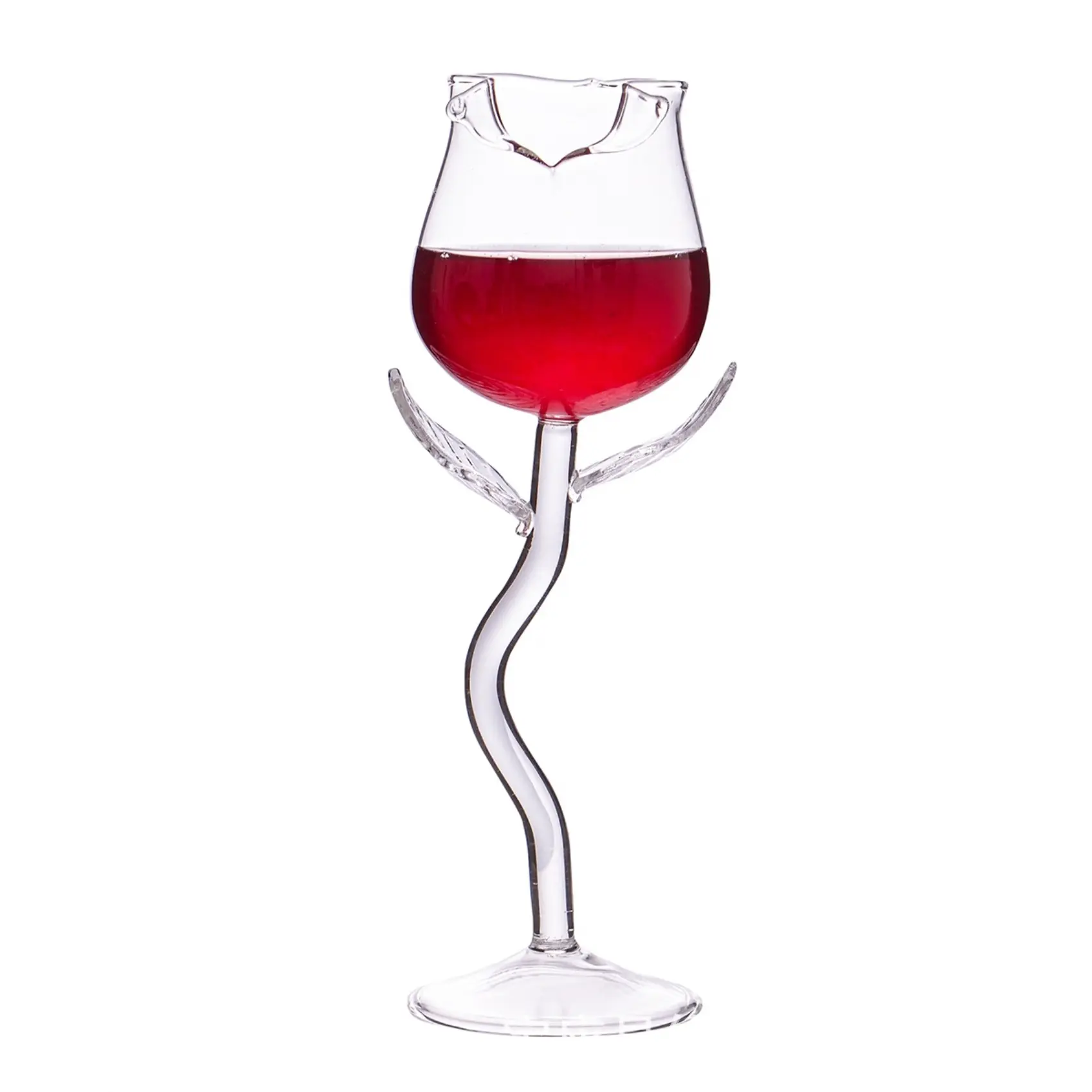 Creative unique design rose shape crystal elegant glass cup red wine glasses