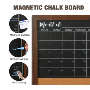 Marco marrón rústico 18 "X 24" Tablón de anuncios Calendario magnético Pizarra Calendario Corkboard Combo - Product Image 2