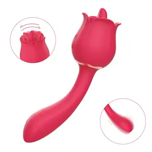 Sex Products Double Head G Spot Clitoral Stimulation Tongue Licking Rose Vibrator For Women
