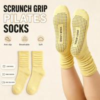 Chaussettes de sport pour femmes en coton, avec grip, logo froncé, style slouch, pour yoga, pilates, personnalisables
