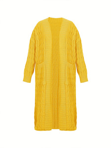 Maglione Lungo a Maglia Grossa con Apertura Frontale, Morbido sulla Pelle, Vestibilità Ampia con Grandi Tasche per Passeggiate, Look Casual e Appuntamenti - Product Image 6