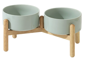 स्टाइलिश न्यूमलिस्ट डबल सिरेमिक बाउल सेट लकड़ी के स्टैंड एकीकृत डिजाइन कुत्तों के लिए लकड़ी के स्टैंड एकीकृत डिजाइन - Product Image 6