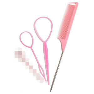 Hair Styling Kit Pink Hair Pulling Comb Large <b>Small</b> Hair Forks Plastic Hair Styling <b>Tool</b> Set For Women And Girls - Product Image 5