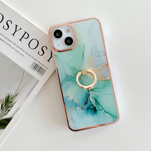 เคสโทรศัพท์ลายหินอ่อนเคลือบหรูหราพร้อมห่วงนิ้ว สำหรับ <span class=keywords><strong>iPhone</strong></span> 16 15 14 <span class=keywords><strong>Plus</strong></span> 13 Mini 12 11 Pro Max <span class=keywords><strong>8</strong></span>  ขอบ TPU 2.0 มม. ฝาหลังแข็ง IMD - Product Image 4