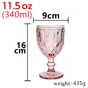 LANGXU Verre <span class=keywords><strong>à</strong></span> <span class=keywords><strong>Vin</strong></span> Rose Gaufré Vintage, Gobelet de Mariage Coloré, Verre <span class=keywords><strong>à</strong></span> <span class=keywords><strong>Vin</strong></span> Rouge en Cristal Diamant - Product Image 3