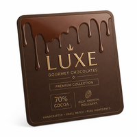 Étiquettes personnalisées holographiques pour chocolats gourmands, texture 3D effet fondant mat UV en relief, qualité alimentaire, pour bougies et artisanat