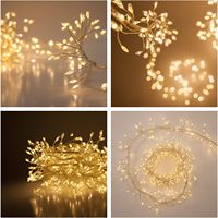 Guirlande de feux d'artifice lumineux de Noël, 8 modes, alimentation USB/prise, télécommande, étanche, fil de fer, intensité réglable