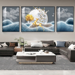 TRUSTECK Stampa su Tela Moderna con Collage di Acquerello e Tecniche Miste, Decorazione Murale Digitale, Dipinto di Natura Morta Astratta con Cristalli e Porcellana - Product Image 1