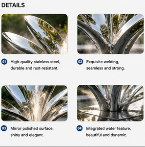 Escultura de Loto Moderna Abstracta de Tamaño Real en Acero Inoxidable 304/316L, Fuente de Agua Grande para Jardín Exterior, Decoración para Patio - Product Image 3
