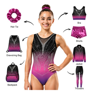 Vêtements de gymnastique de compétition, <span class=keywords><strong>justaucorps</strong></span> à paillettes et strass, manches longues, <span class=keywords><strong>justaucorps</strong></span> de gymnastique personnalisés sublimés - Product Image 3