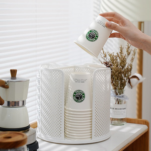Disposable Paper Cup Holder Round L Size For Coffee Tea Storage Organizing Kitchen Countertop Rack - Product Image 1